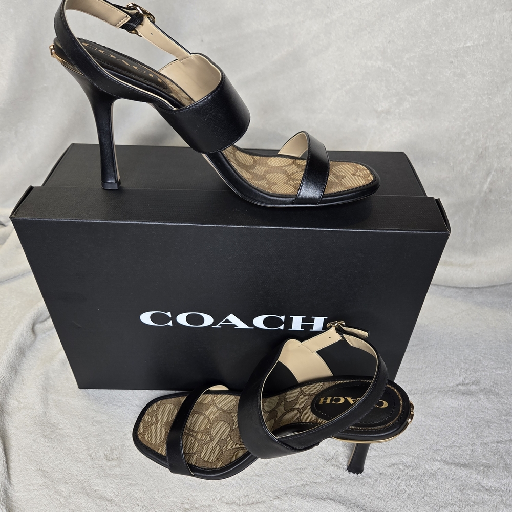 EUC Coach Rori Leather Strappy Heel Sandal – Black / Size 8.5 B  CE319 Authentic - Picture 3 of 10
